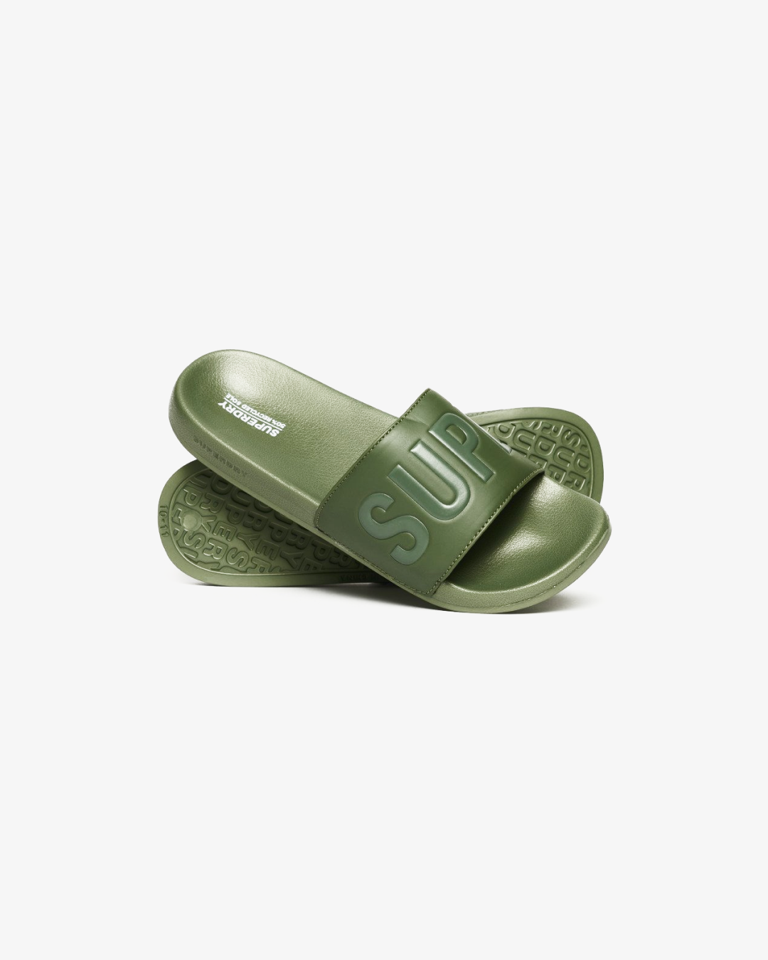 Super Dry Vegan Core Sliders In Army Green