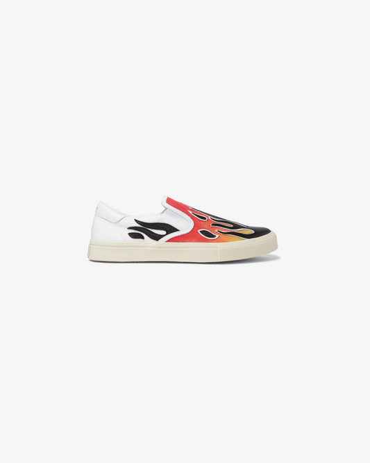 Amir Flame Leather-Appliquéd Canvas Slip-On Sneakers